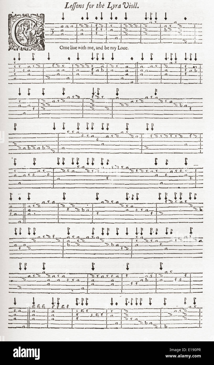 Die Baite, ein Gedicht von John Donne, in Musik gesetzt von William Corkine in seinem zweiten Buch Airs, 1612. Stockfoto