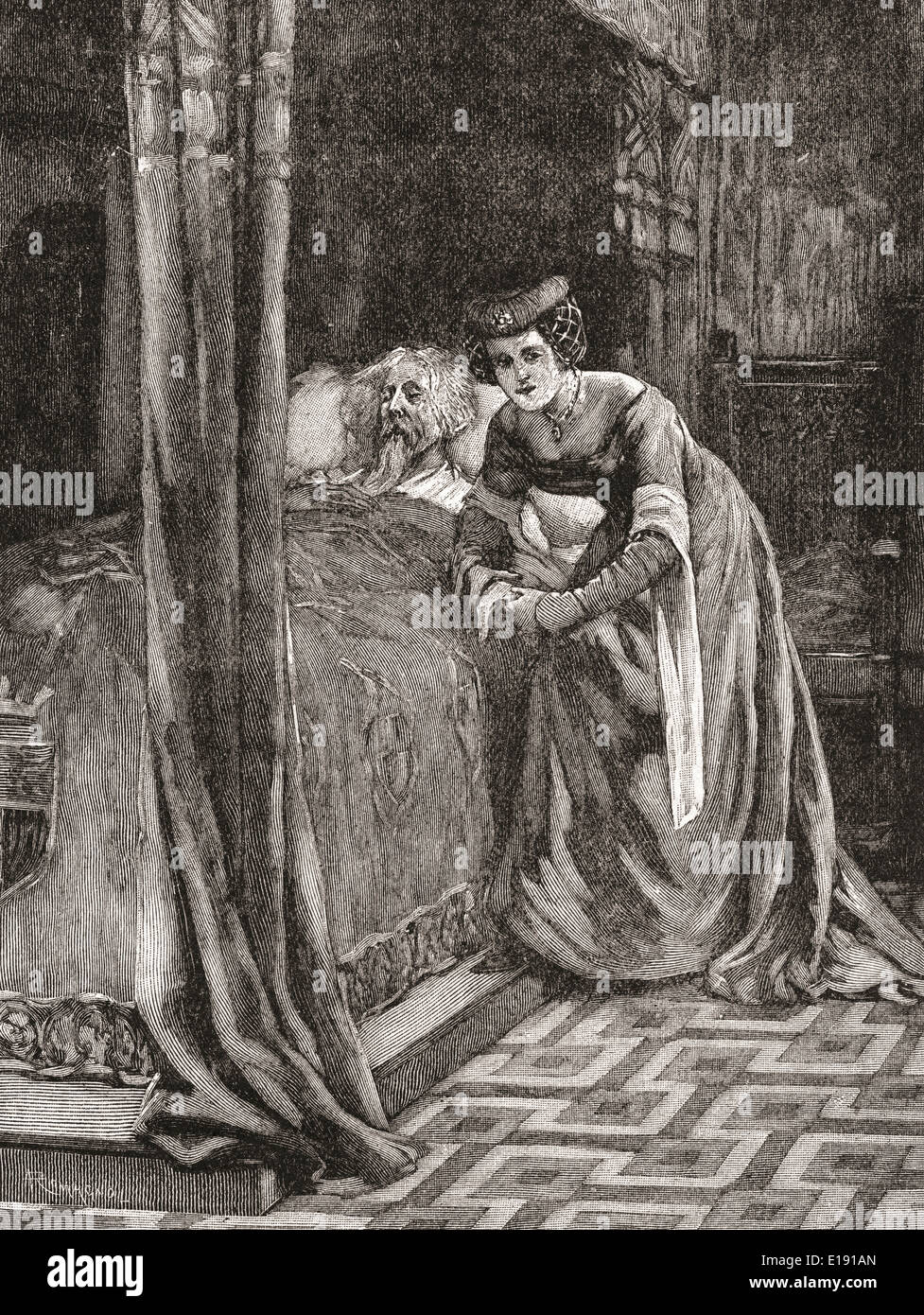 Alice ferrers am Sterbebett von Edward III. Stockfoto