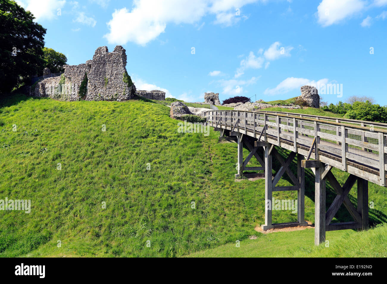 Schloss Acre, Norfolk, 12. Jahrhundert Norman Motte und Bailey Ruinen, English Norman Schlösser England UK Stockfoto