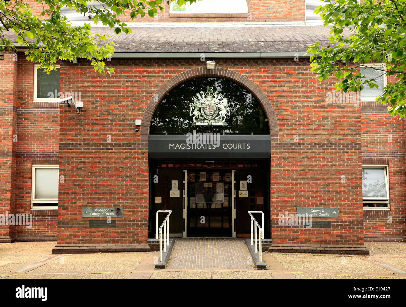 Norwich Magistrates Courts, Amtsgericht Recht Eingang, Norfolk England UK englische Gerichte Stockfoto