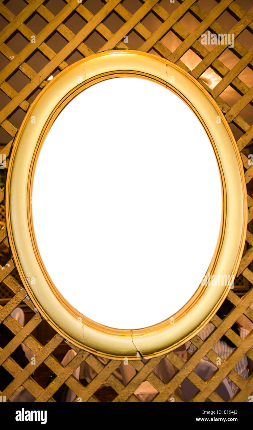 ovale Form in Holzrahmen Stockfoto