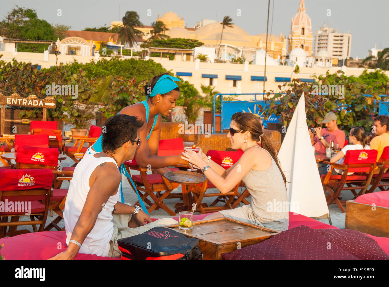 Cafe del Mar, Cartagena de Indias, Kolumbien Stockfoto