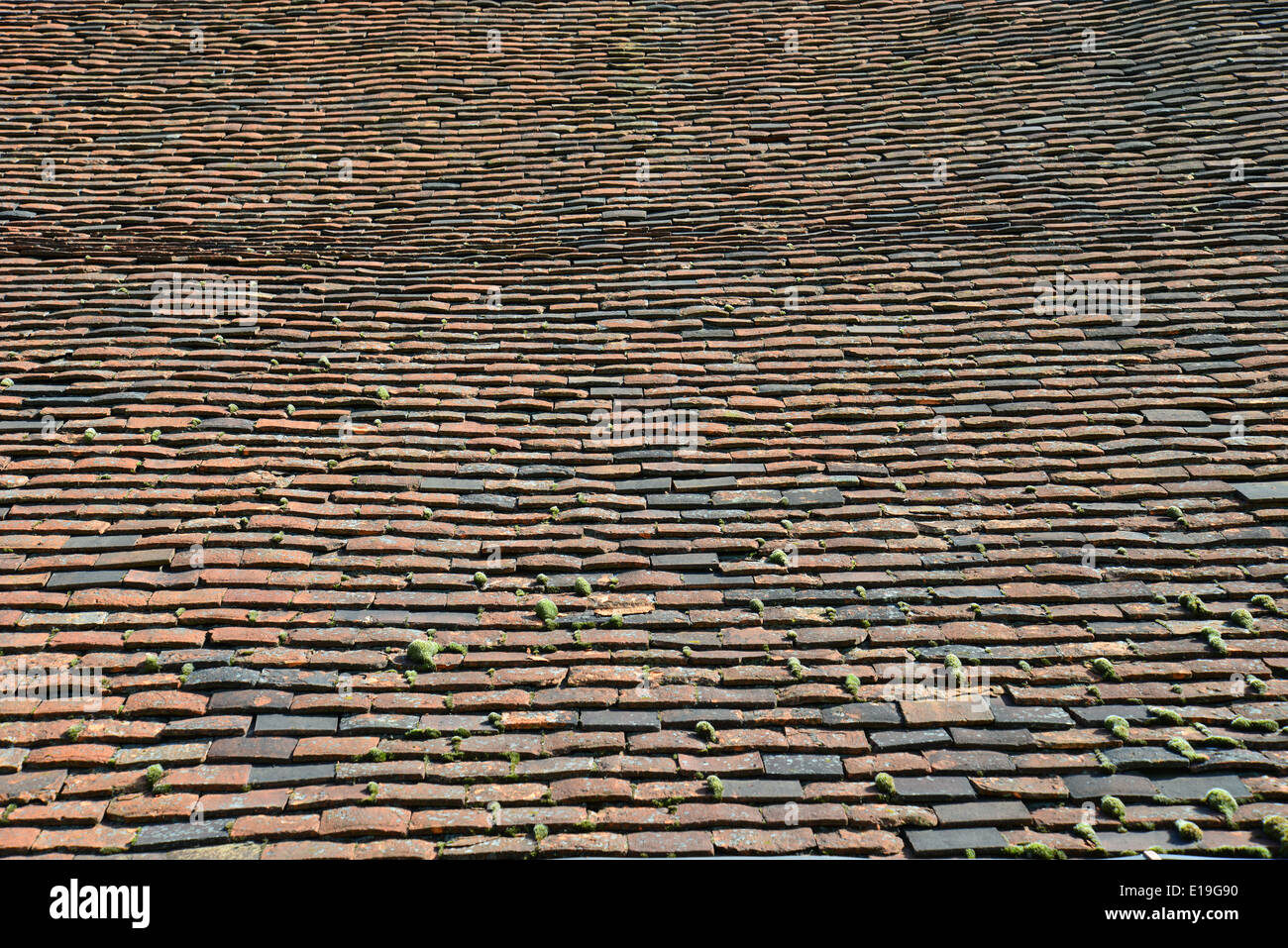 Fliesen auf Dach der großen Scheune, Gutshof, Ruislip, London Borough of Hillingdon, Greater London, England, Vereinigtes Königreich Stockfoto