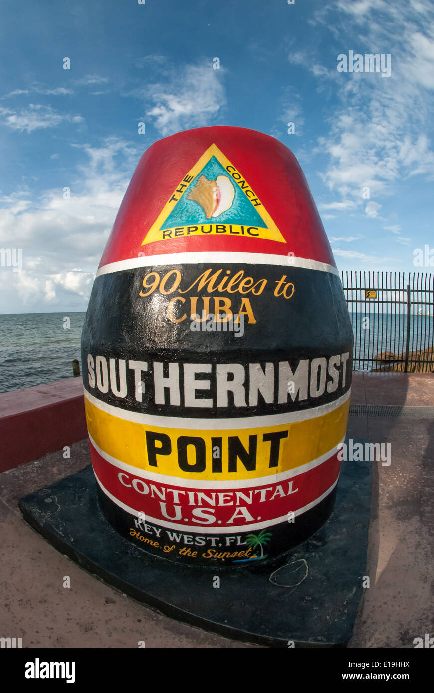 Südlichsten Punkt Wahrzeichen in Key West, Florida Stockfoto