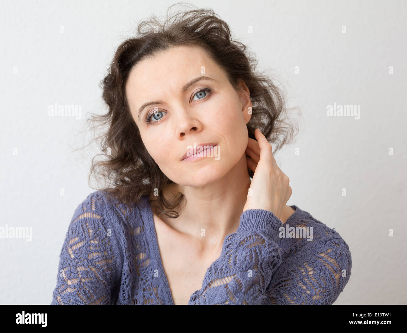 Nahaufnahme Natur Portrait Frau 30-40 Jahre alt Stockfoto
