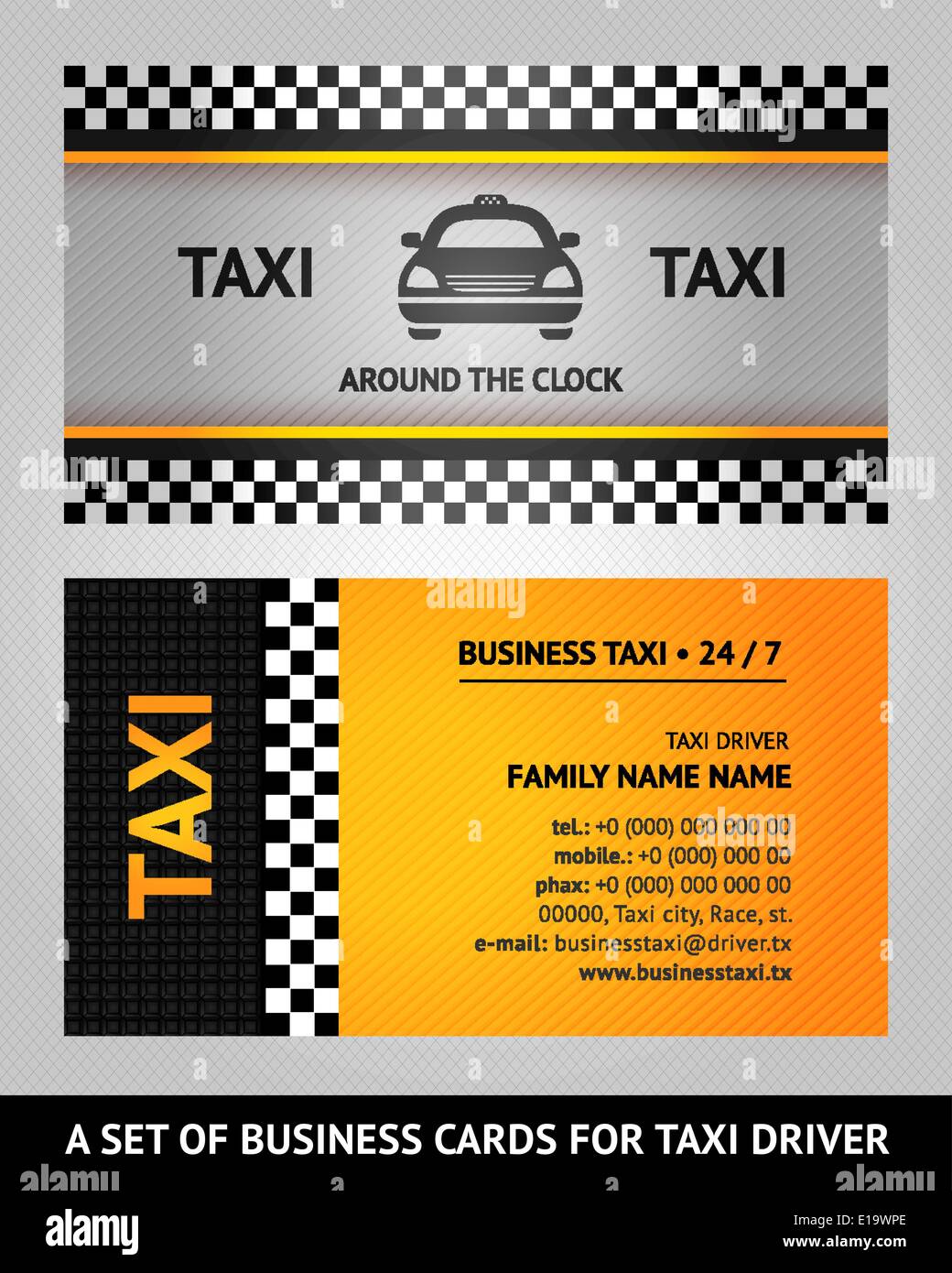 Visitenkarten Taxi, Vektor Vorlage 10 eps Stock-Vektorgrafik - Alamy