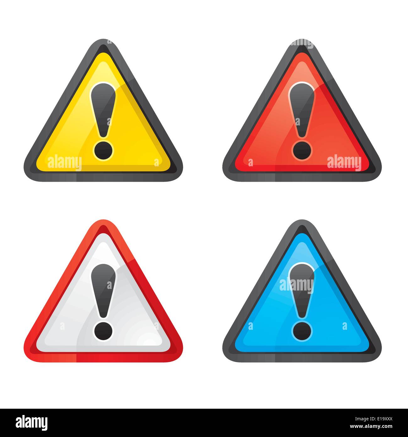 Legen Sie Gefahr Warnung Achtung Zeichen Farbe auf weißem Hintergrund Stock Vektor