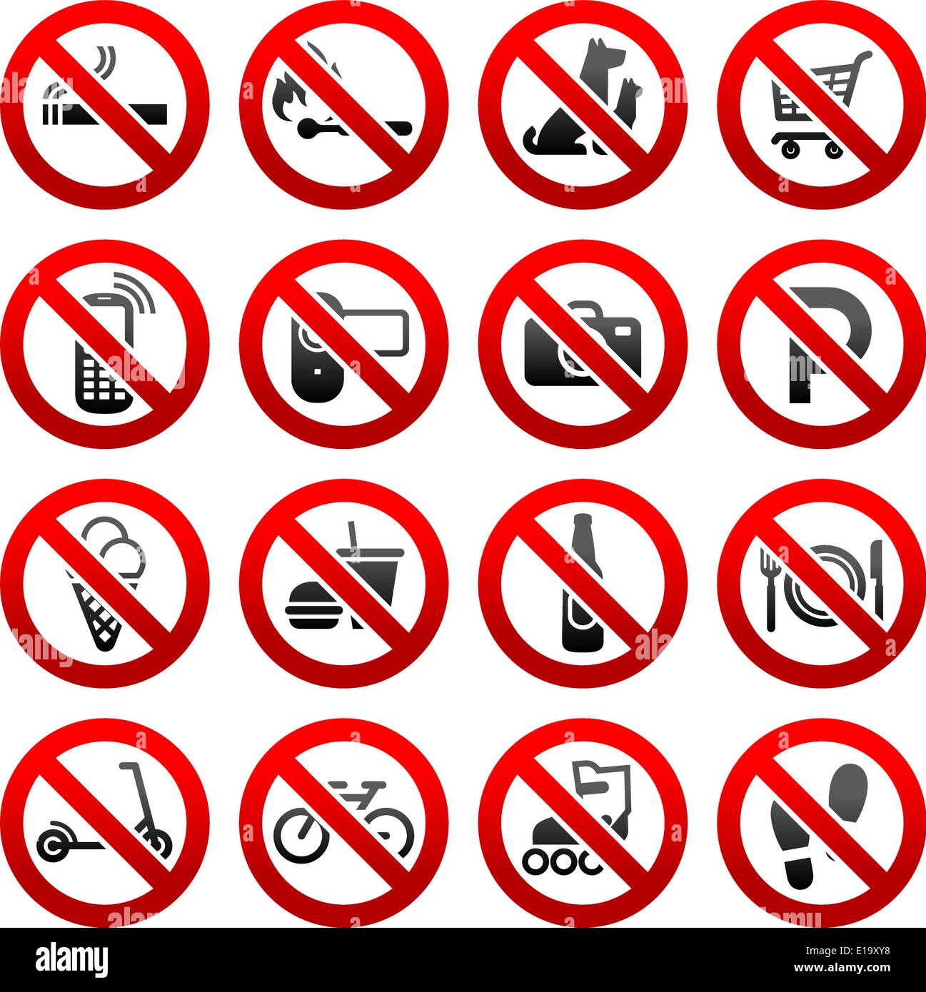 Stellen Sie Verbot Icons verbotene Symbole, die Schilder Shop Design-element Stock Vektor