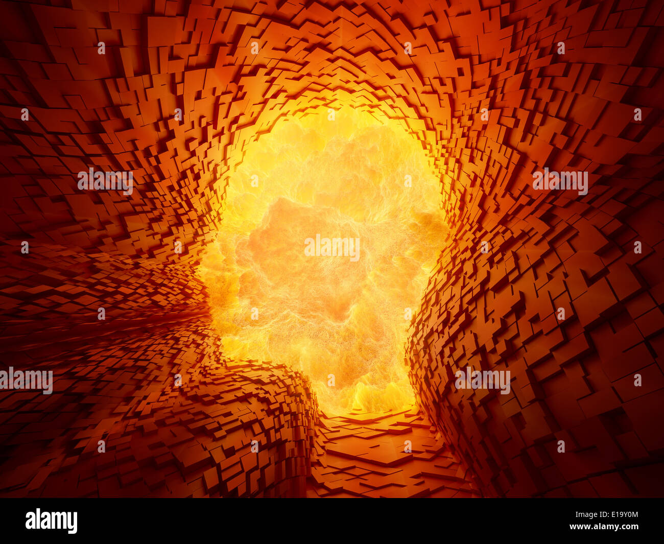 Eine heftige Explosion in einem Gesicht geformt-tunnel Stockfoto