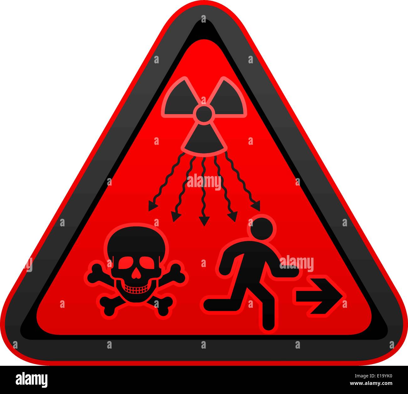 Neue ISO-Norm - ionisierende Strahlung Warnung ergänzende Symbol. Neue UN-Strahlung-Zeichen Stock Vektor