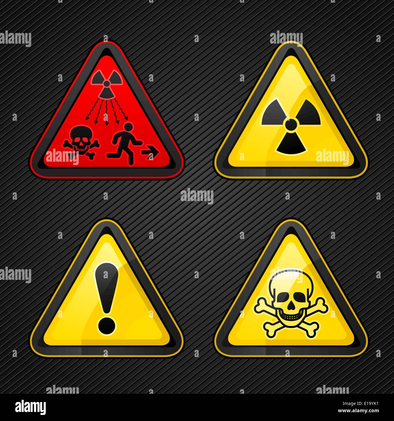 Dreieckige Warnung Gefahr setzen Zeichen (neue Symbol Start warnen öffentlich über Strahlung Gefahren) Stock Vektor