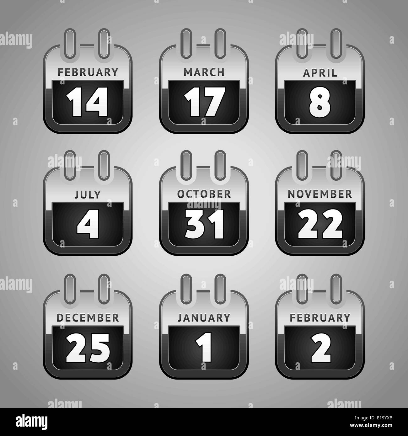 Web Kalender Icons Set. & Internetseite Ferien-Tasten Stock Vektor