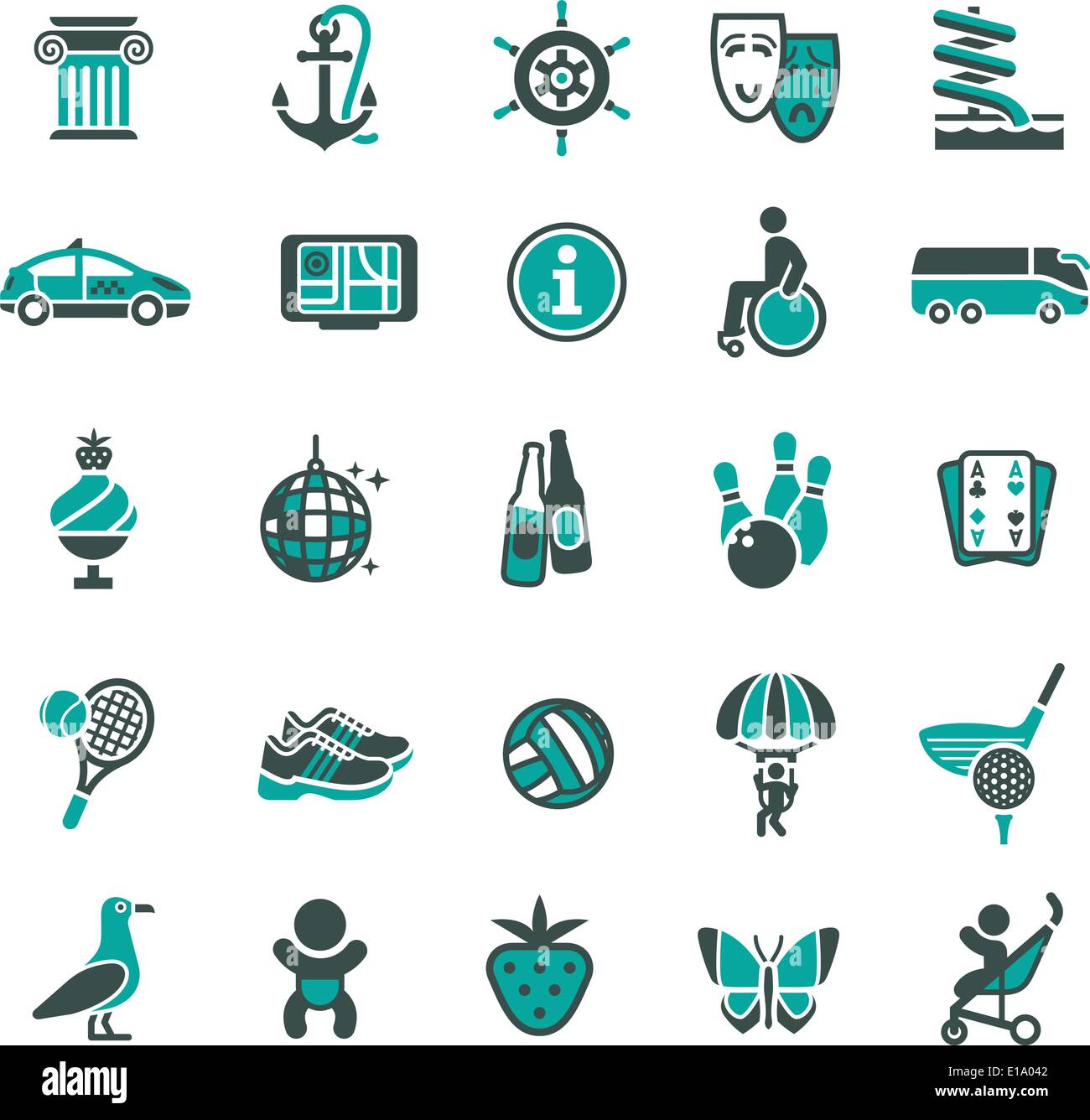 Zeichen Freizeit Reisen Urlaub 4 Festlegen Der Farbe Symbole Stock Vektorgrafik Alamy