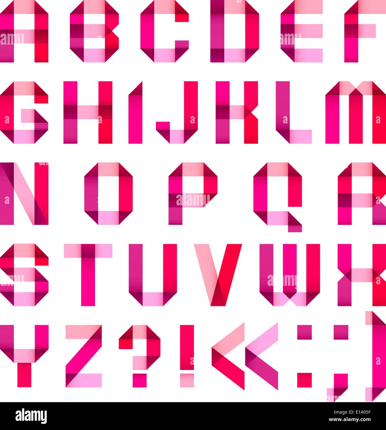 Spektrale Briefe gefaltet, Papier - lateinischen Alphabet (A, B, C, D, E, F, G, H, I, J, K, L, M, N, O, P, Q, R, S, T, U, V, W, X, Y, Z) Stock Vektor