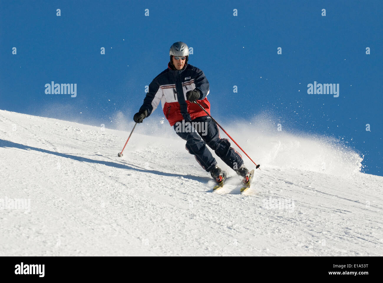 Skifahren in Kaiserau, Steiermark, Österreich Stockfoto