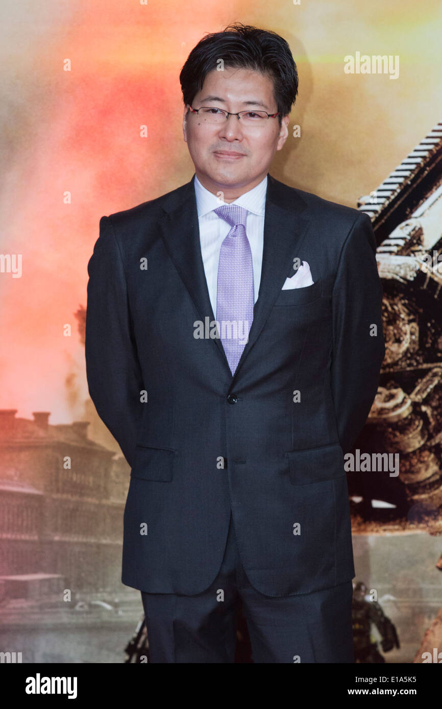 Autor Hiroshi Sakurazaka besucht die "Edge of Tomorrow" Film-Premiere im BFI IMAX Kino in London Stockfoto