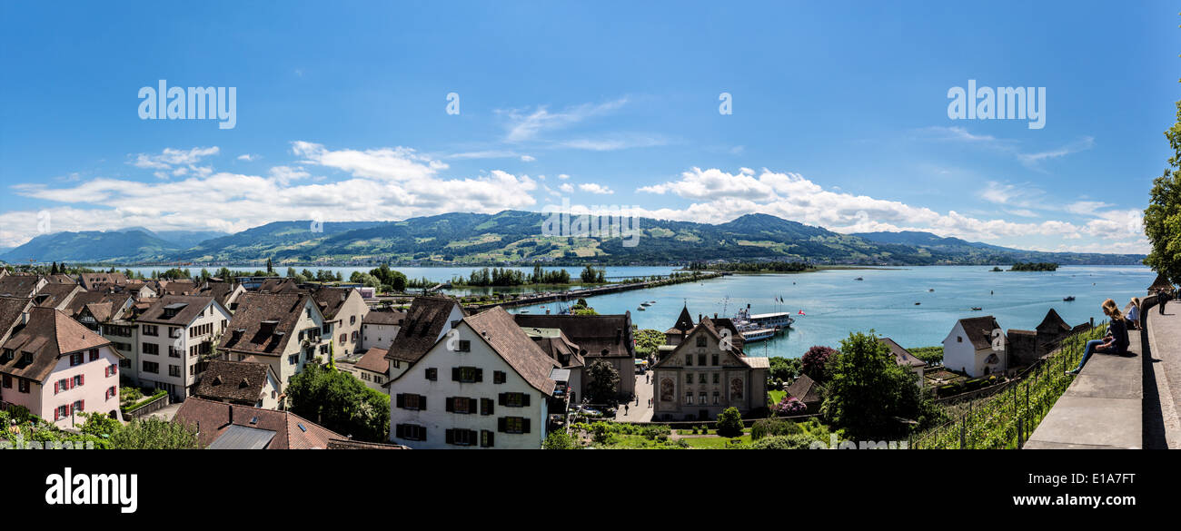 Panoramaansicht in Rapperswil Stockfoto
