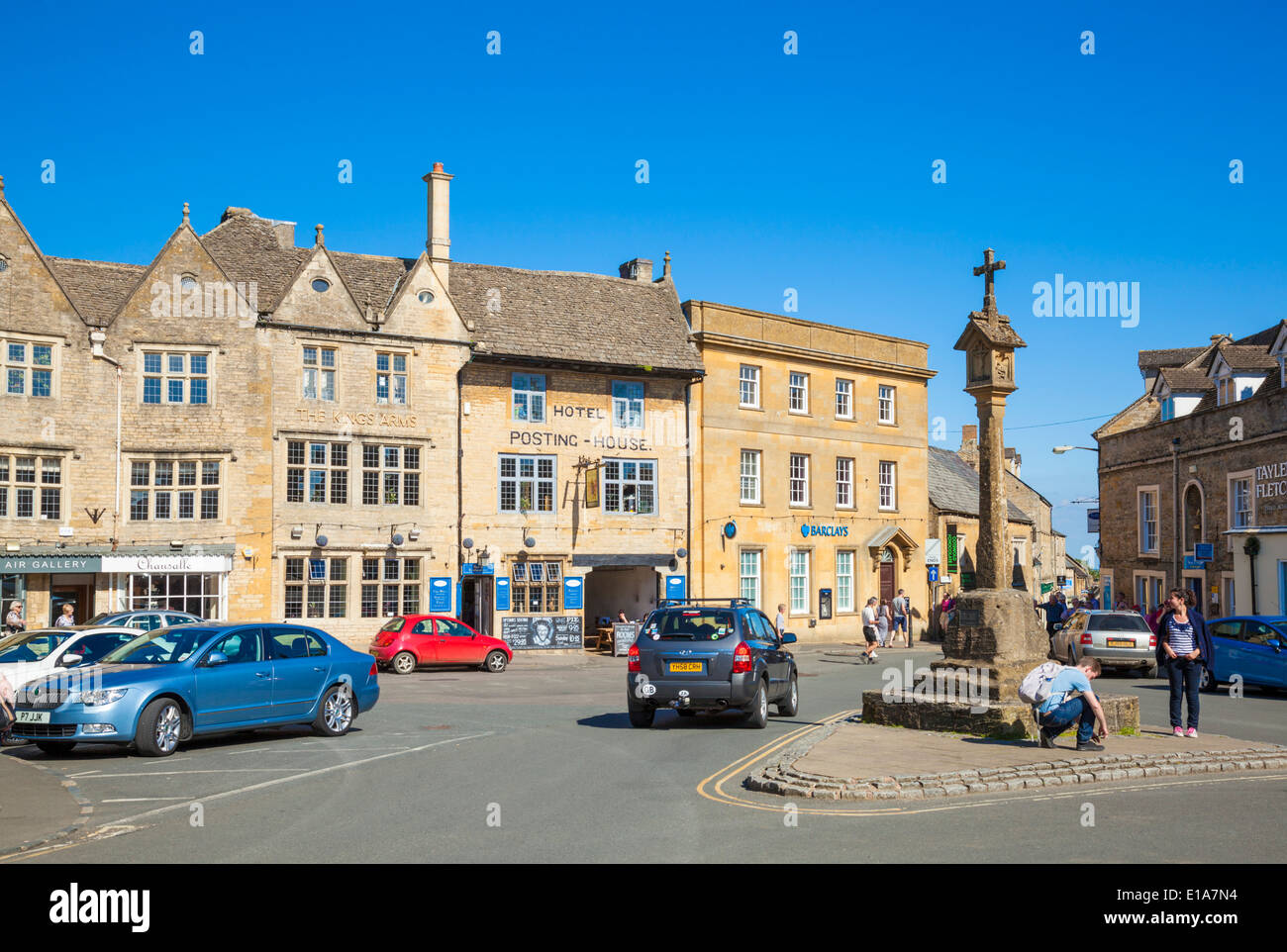 Cotswolds Village of Stow on the Wold Market Square Stow on the Wold, Cotswolds, Gloucesterstershire, England, Vereinigtes Königreich, GB, Europa Stockfoto