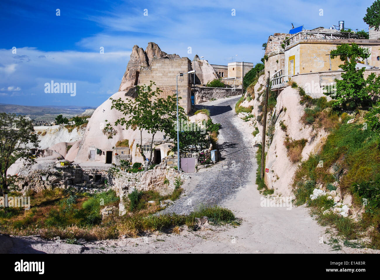 Urgup Cappadocia. Türkische Mittelalter-Rock geschnitzt Häuser, Zentral-Anatolien, Türkei Stockfoto