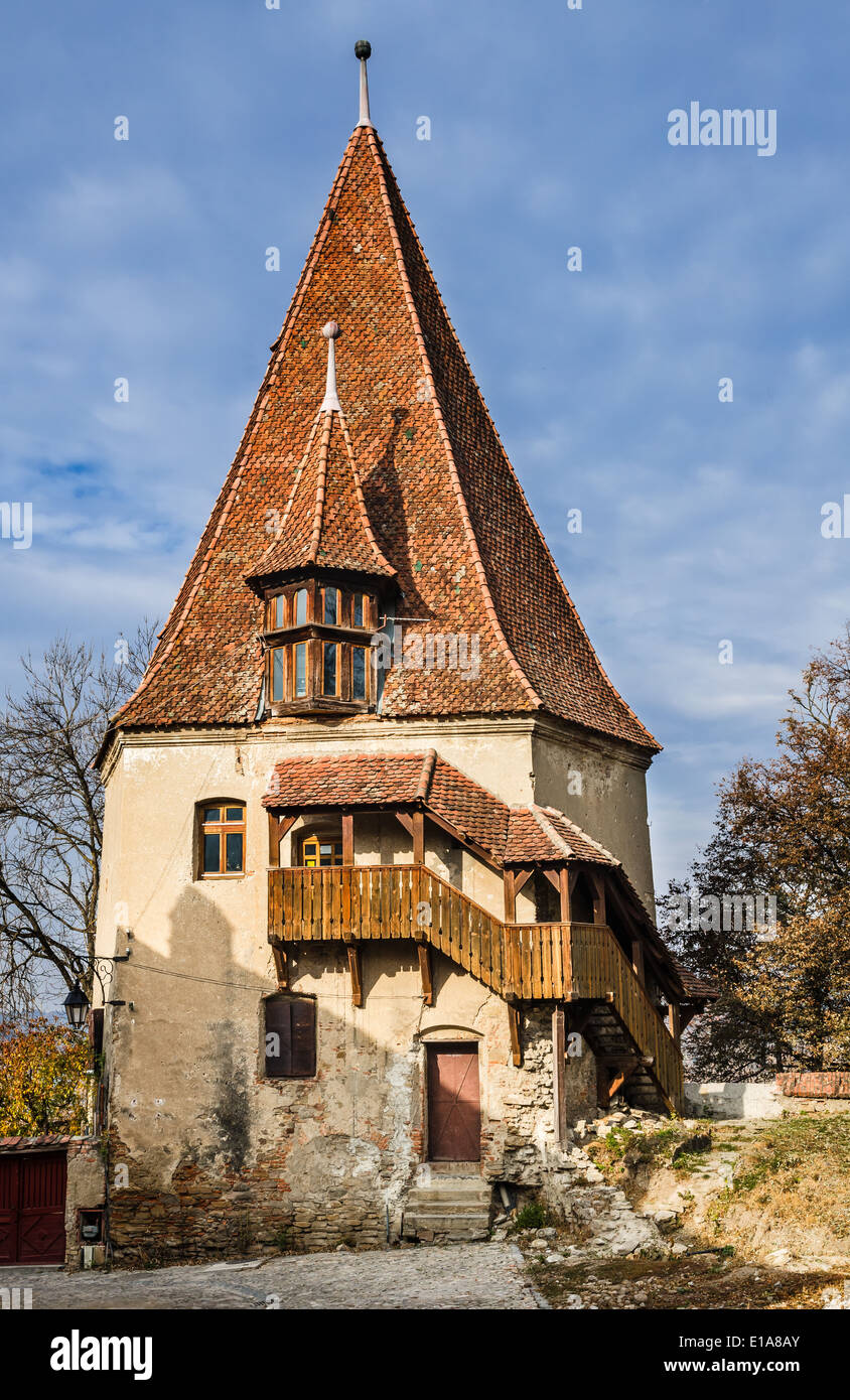 Siebenbürgen, Rumänien. Barockarchitektur Schuhmacher Turm in mittelalterlichen Mauern umgebene Stadt Sighisoara, umgebaut im Jahre 1681 Stockfoto