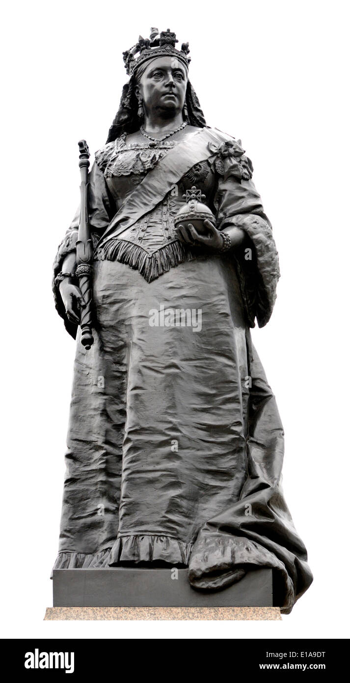 London, England, Vereinigtes Königreich. Statue am Blackfriars Bridge von Königin Victoria (1819-1901) von Charles Bell Birch (1896). [Siehe Beschreibung] Stockfoto