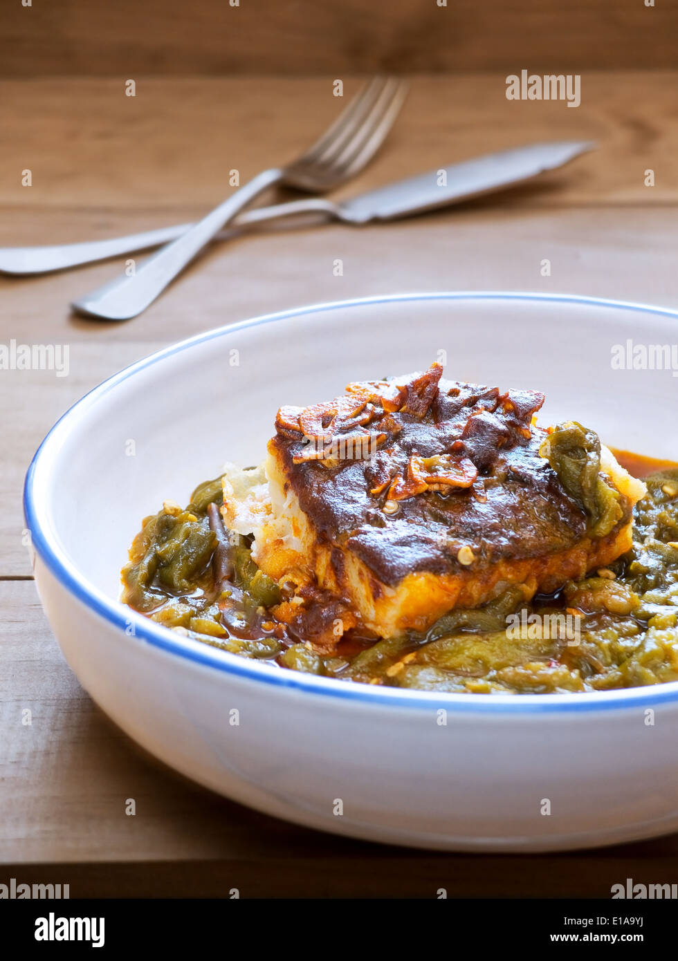 Bacalao ein la Llauna, Barcelona Kochkunst. Stockfoto