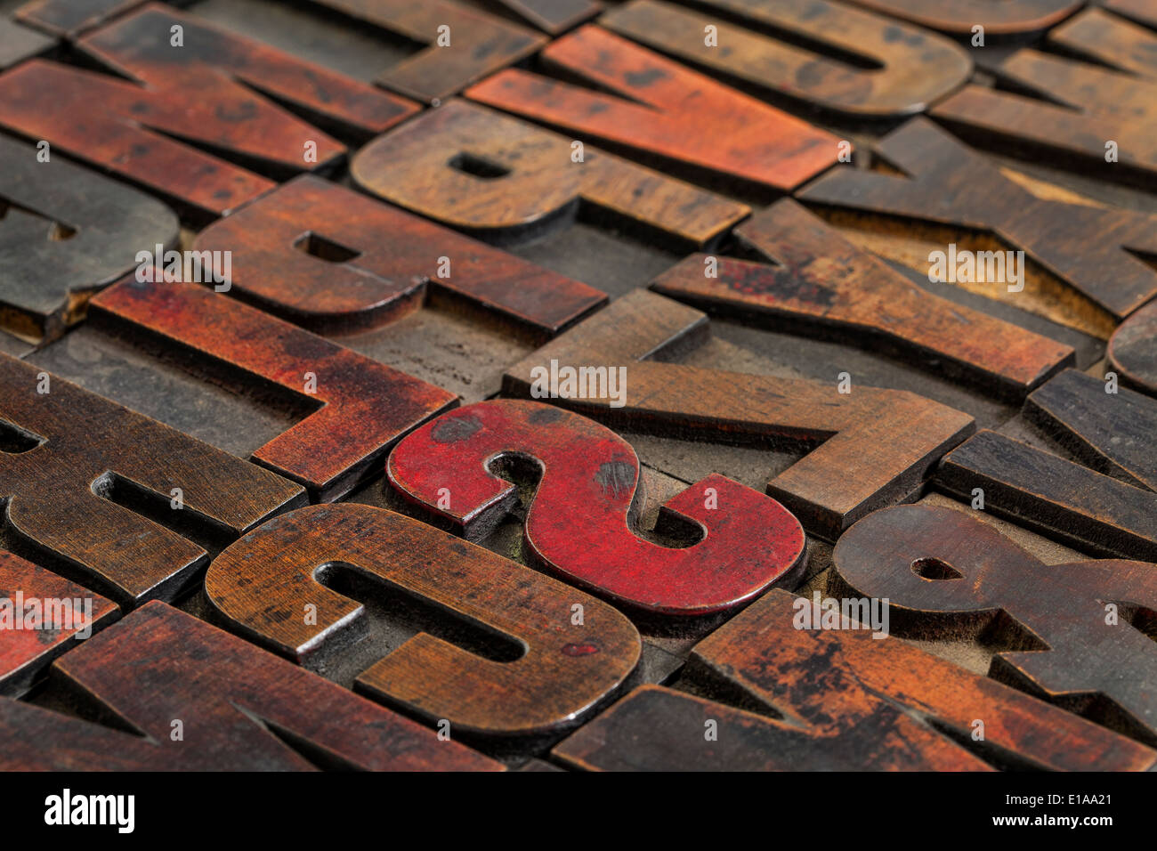 Typografie abstrakte Vintage Buchdruck Holzart Druckstöcke Stockfoto