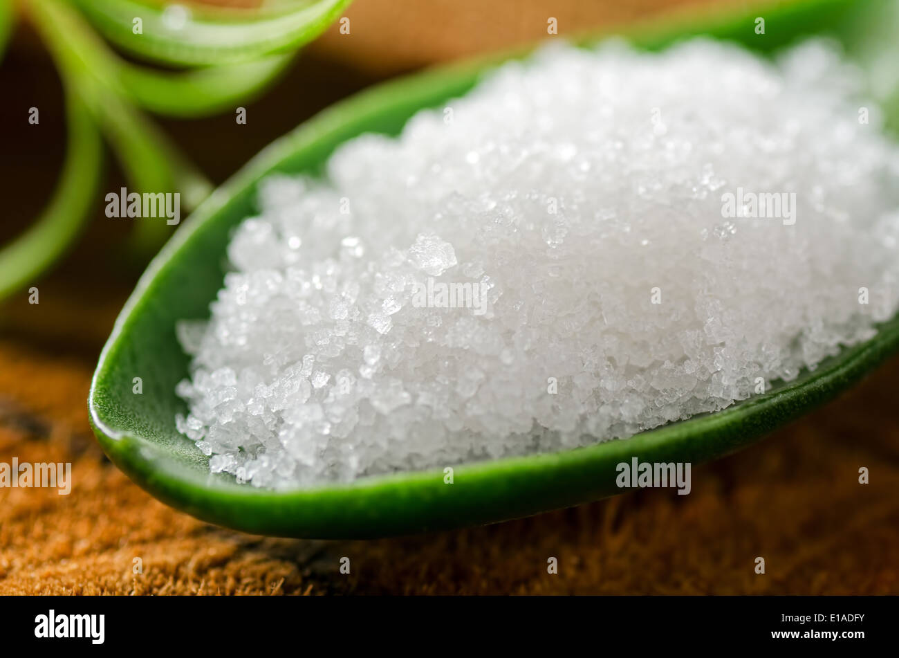 Nahaufnahme von Meersalz - Fleur de sel. Stockfoto