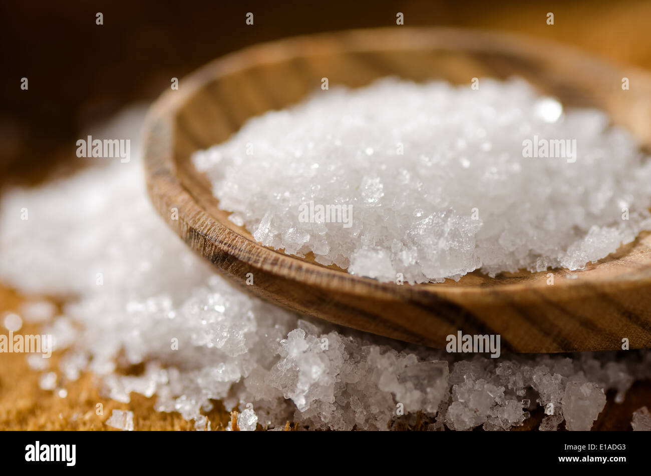 Nahaufnahme von Meersalz - Fleur de sel. Stockfoto