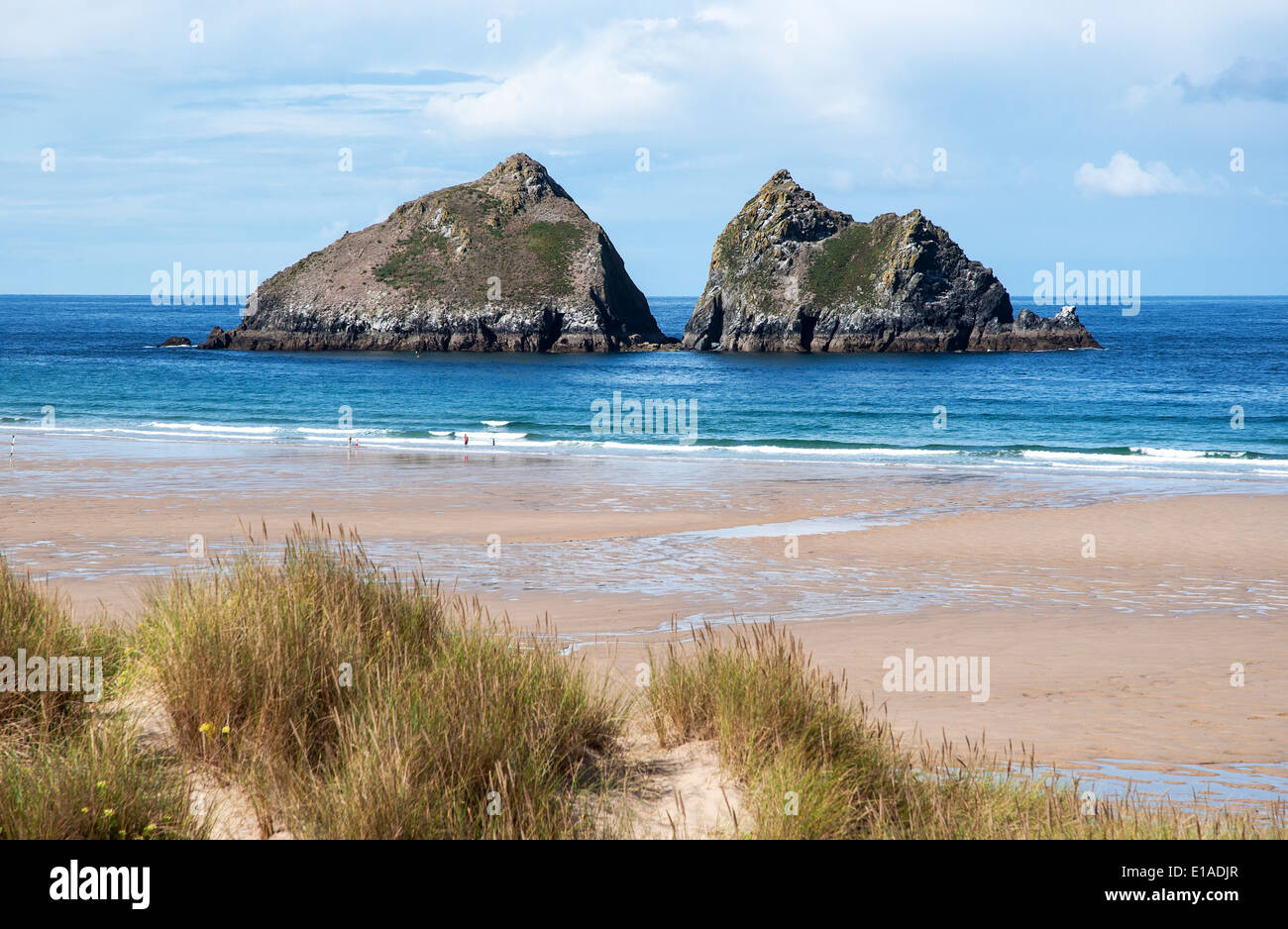 "Fuhrleute Felsen" der Küste in Holywell Bay in Cornwall, Großbritannien Stockfoto