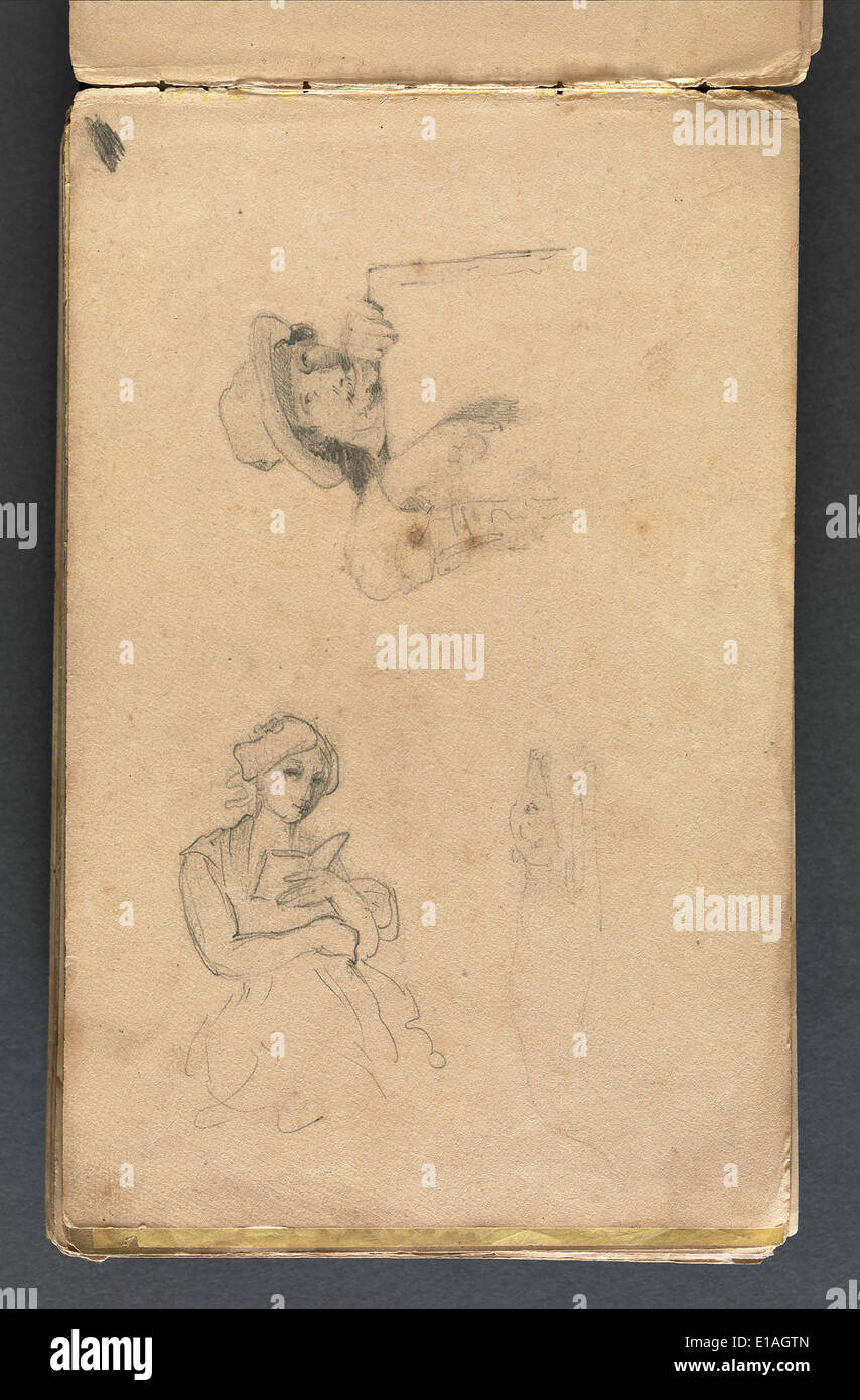 Das Álbum de Desenhos von João Cristino da Silva aus Portugal des 19. Jahrhunderts zeigt eine Sammlung von Skizzen, die die künstlerischen Stile und den kulturellen Kontext dieser Zeit widerspiegeln. Das Album enthält eine Vielzahl von Themen, darunter Landschaften und architektonische Entwürfe. Stockfoto