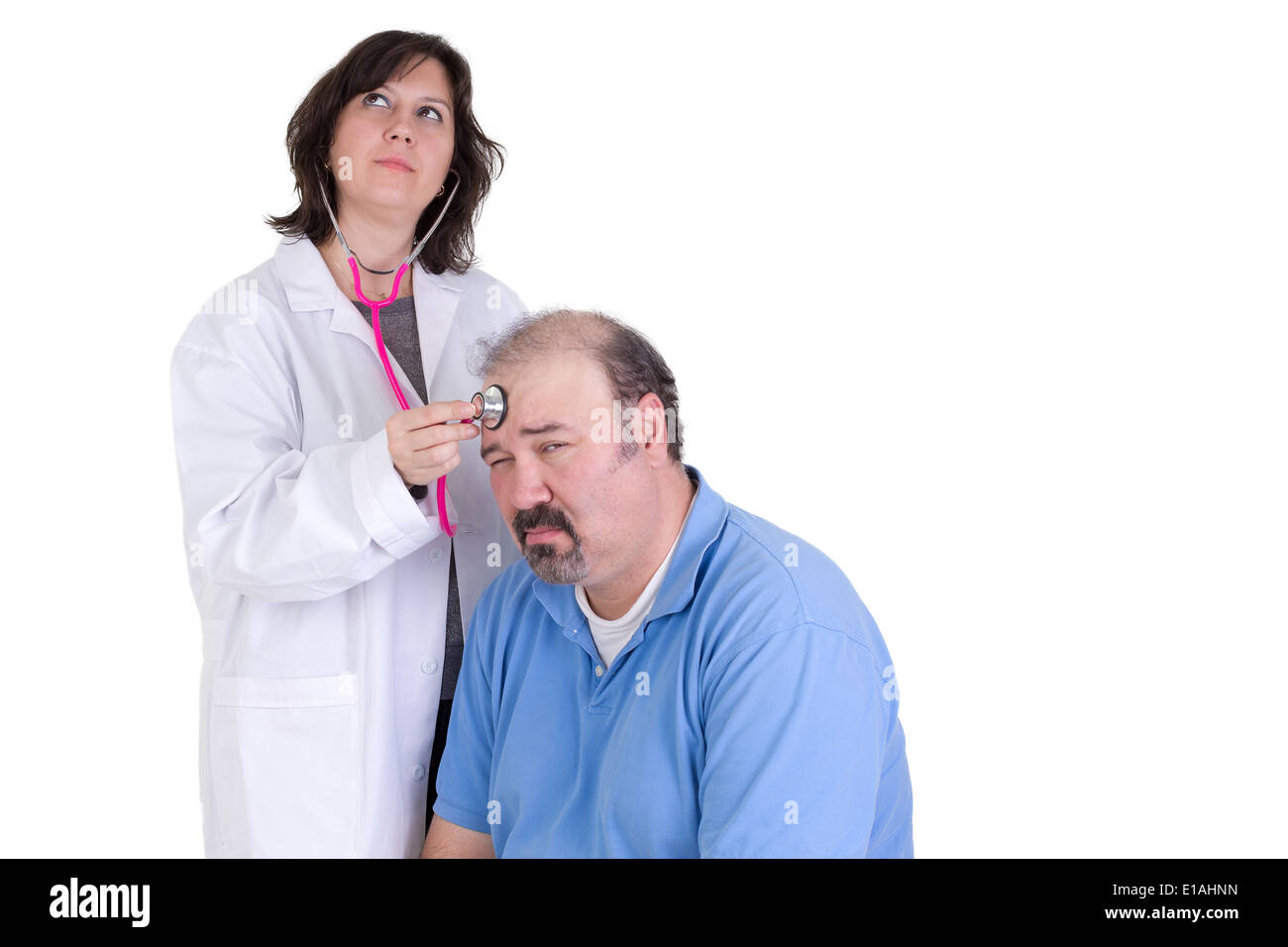 Tag träumen, Praktikantin und ihr in der Lage, Ruhe zu bewahren und nicht verärgert werden, Patient, ist vielleicht sie nicht sicher, was zu tun oder gelangweilt mit Stockfoto