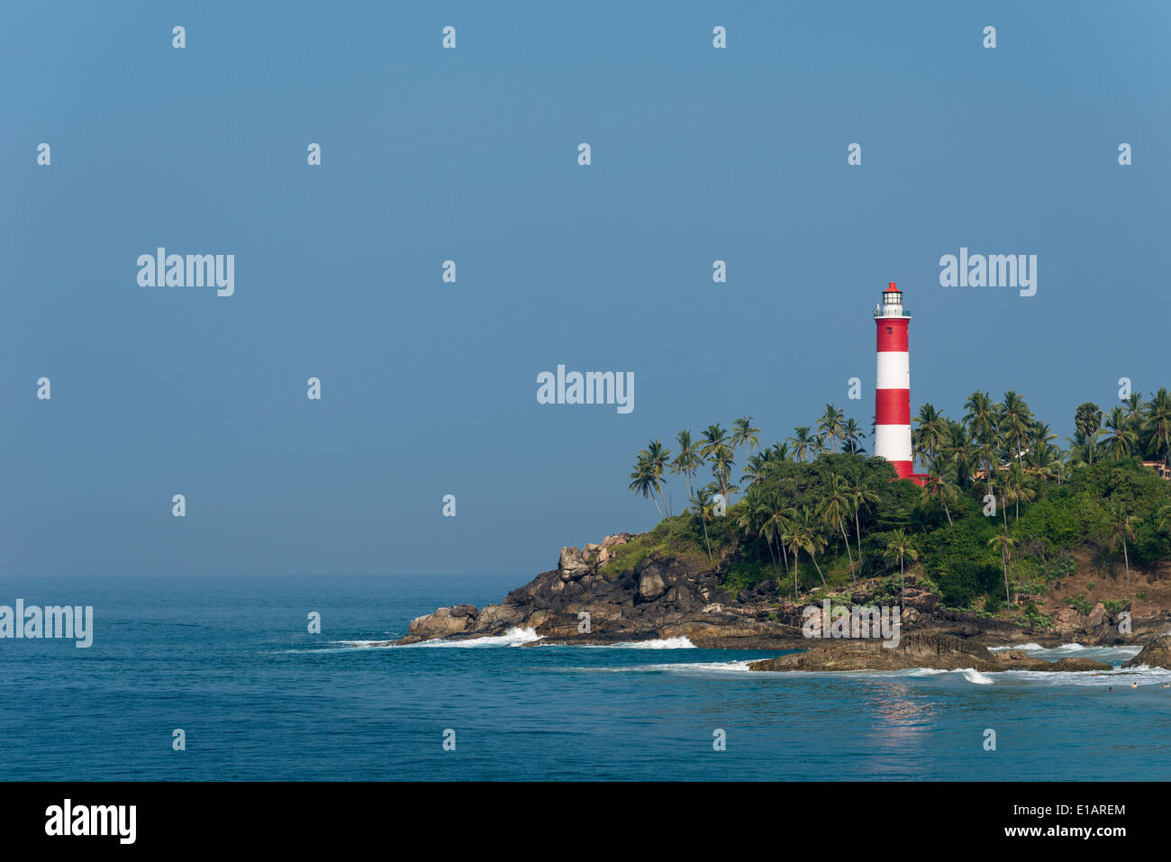 Leuchtturm, Kovalam Beach, Kovalam, Kerala, Indien Stockfoto