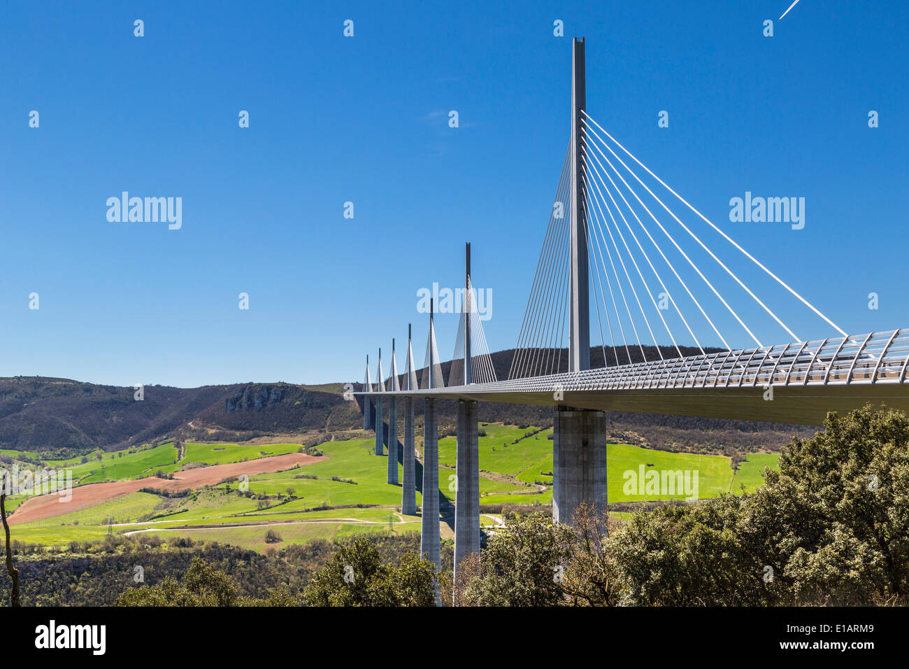 Viadukt von Millau, La Bastide-Pradines, Midi-Pyrénées, Frankreich Stockfoto