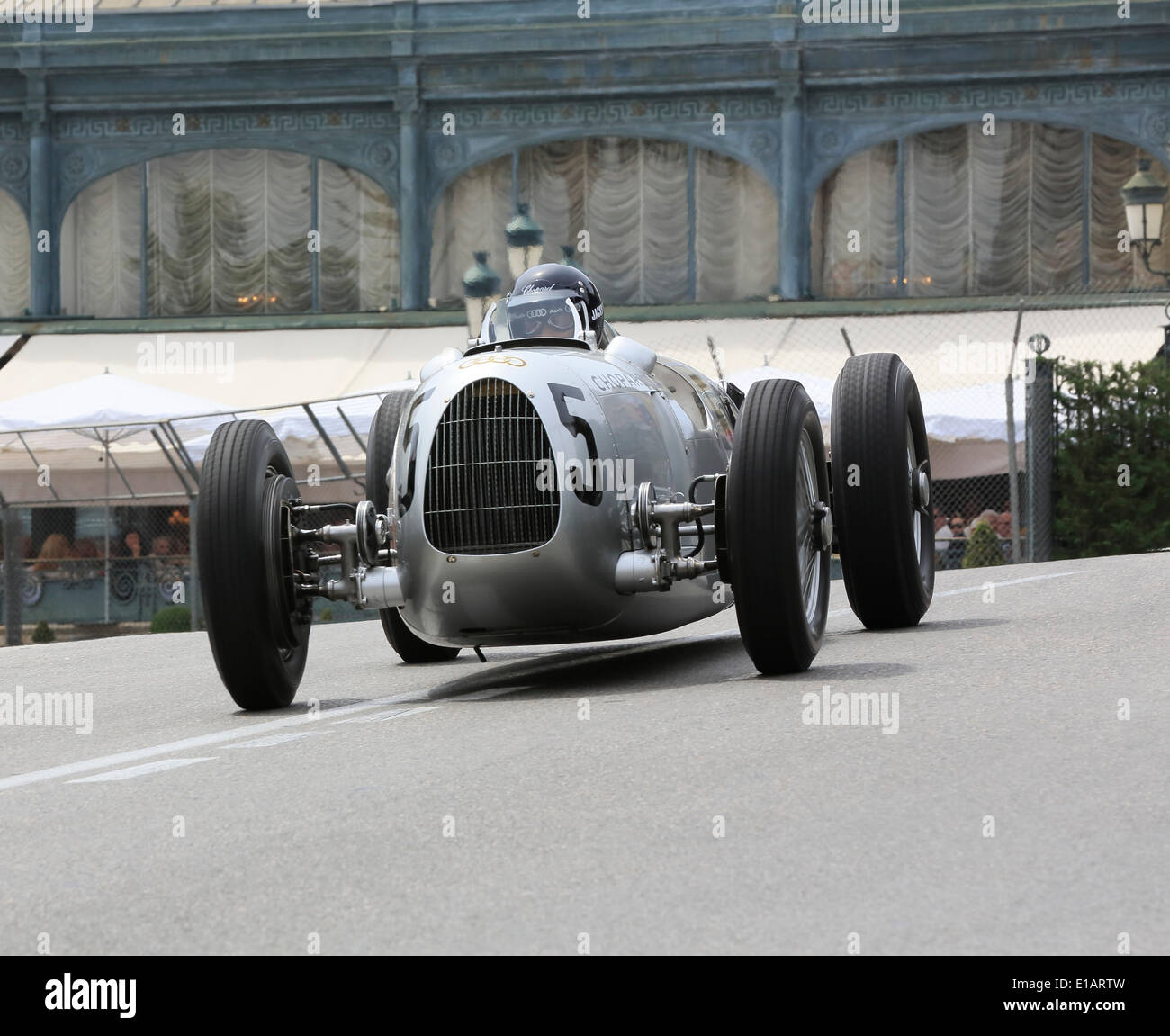 Auto Union Typ C racing Auto, Silver Arrow, Replik, 9. Grand Prix de Monaco Historique, Fürstentum von Monaco Stockfoto