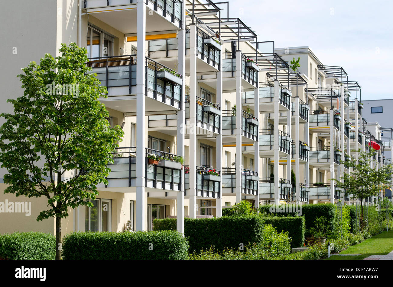 Modernen Wohnanlage, Schlossviertel Nymphenburg Viertel, München, Bayern, Deutschland Stockfoto