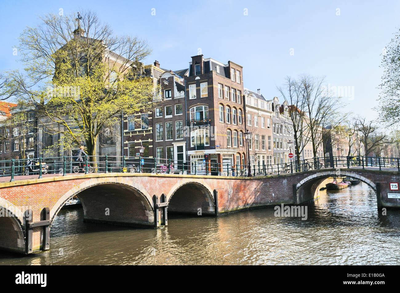 Prinsengracht in Amsterdam Jordaan-Viertel, Noord-Holland, Niederlande Stockfoto