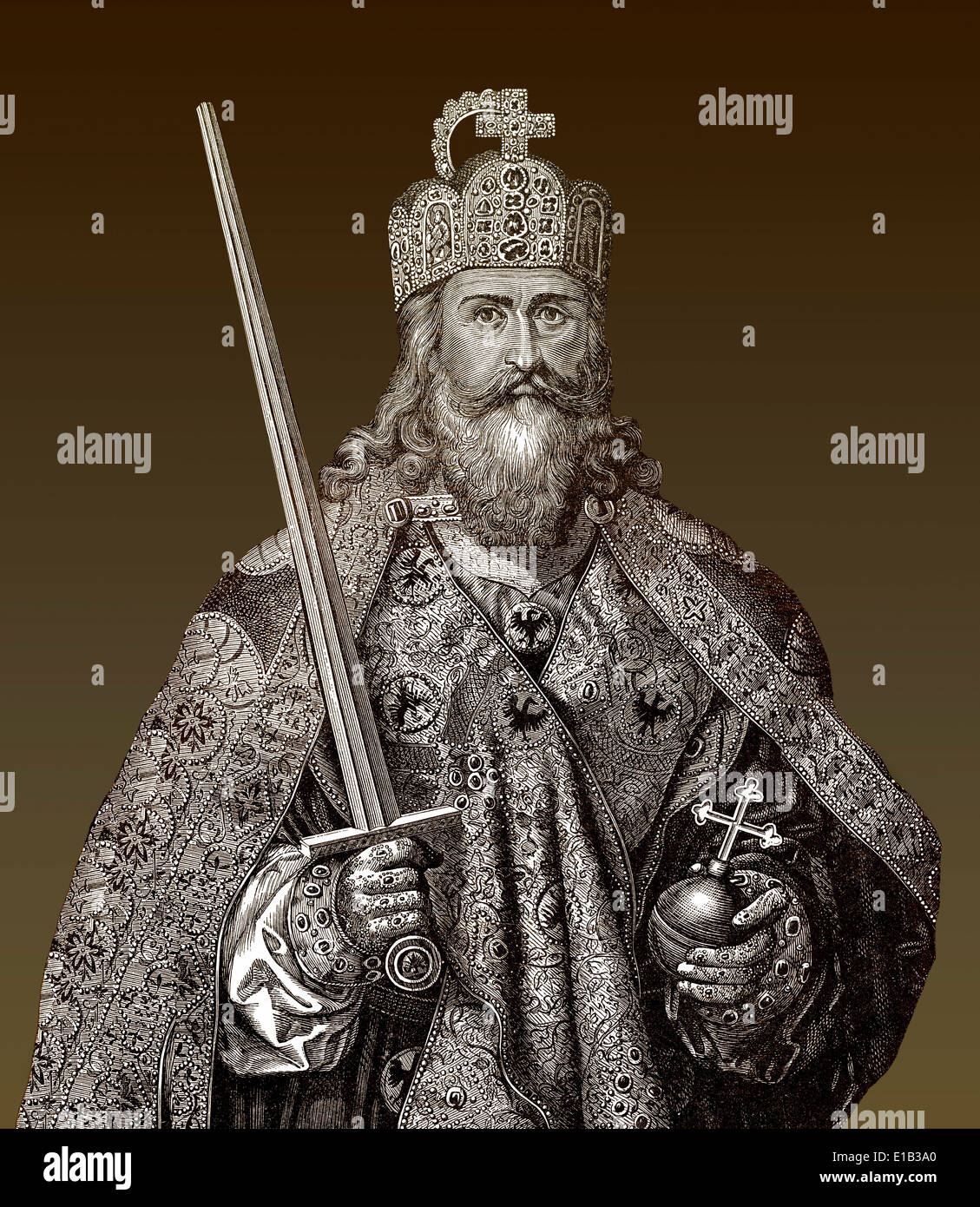 Karl der große, tragen die Reichskleinodien, Karl der große oder