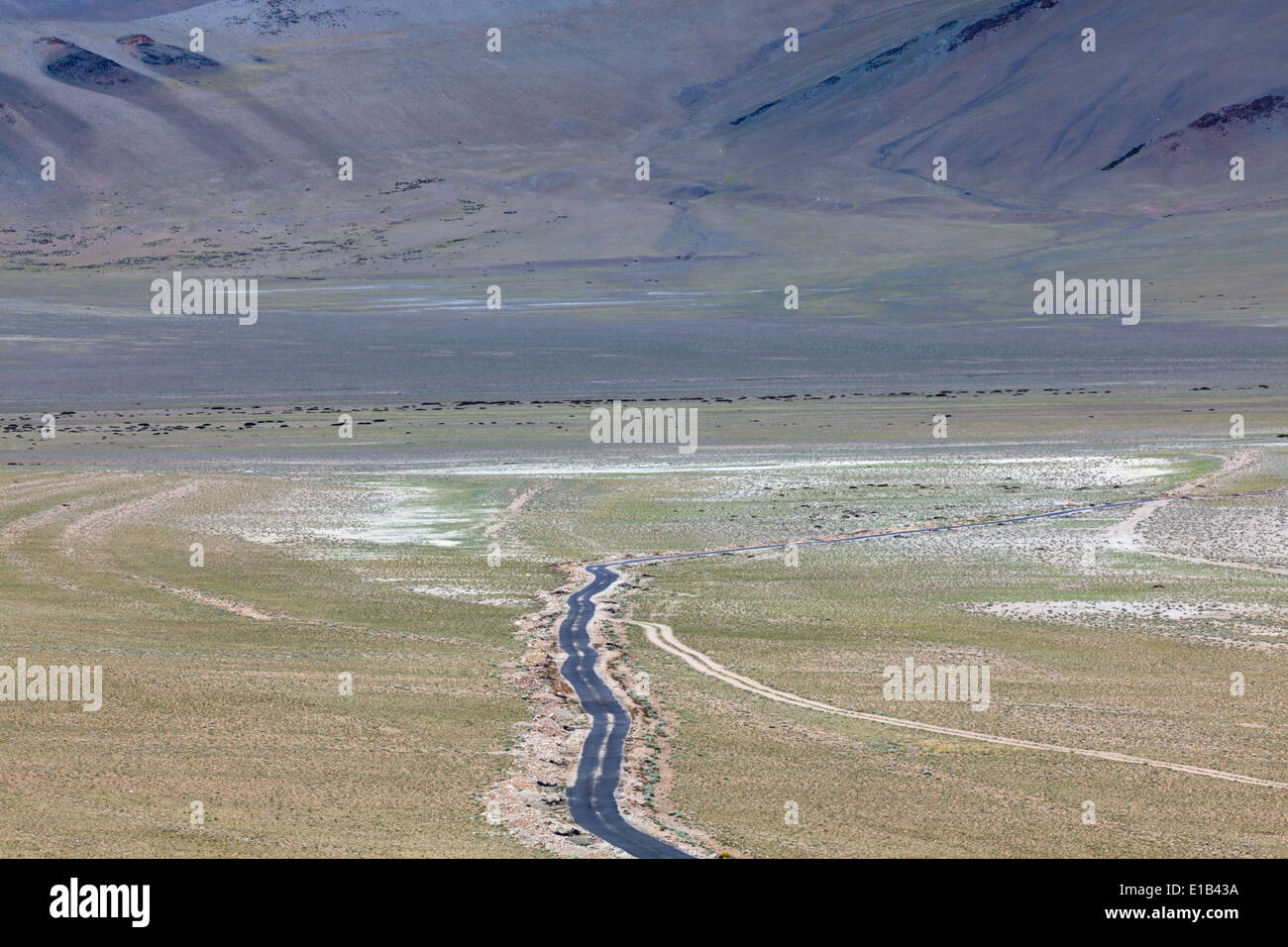 Straßen in der Region von Tso Kar, Rupshu, Changtang, Ladakh, Jammu und Kaschmir, Indien Stockfoto