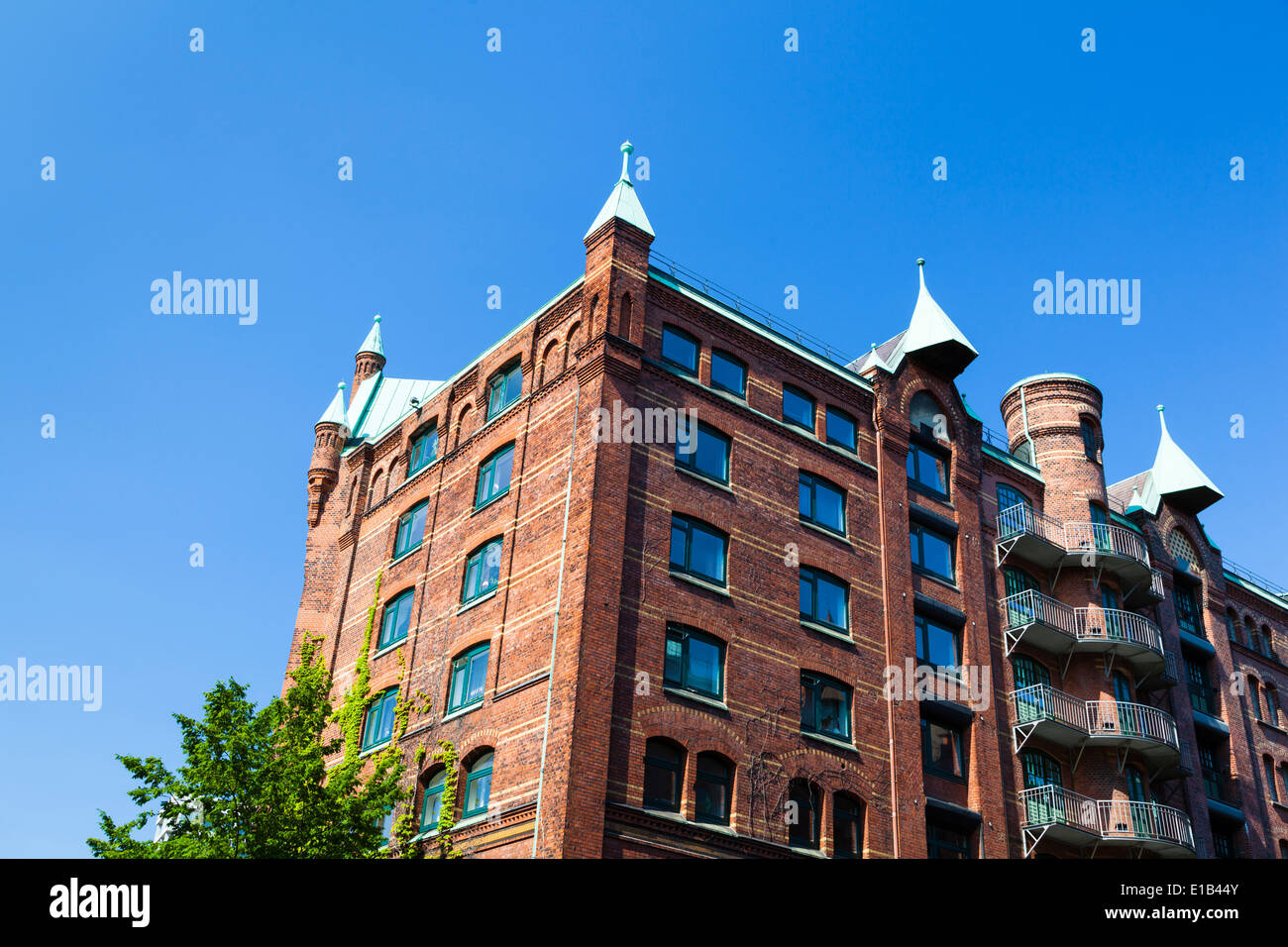 Alte Architektur in der Speicherstadt in Hamburg, Deutschland. Stockfoto