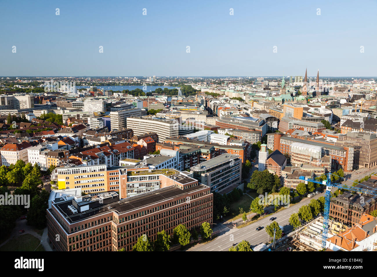 Blick über Hamburg, Deutschland, der inneren und äußeren Alster. Stockfoto