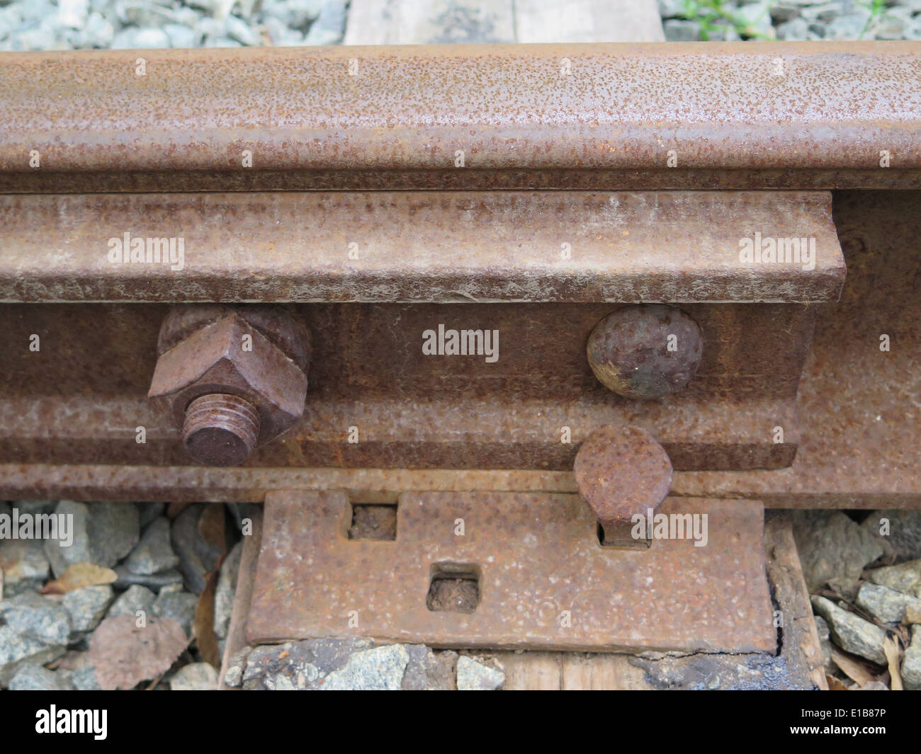 Nahaufnahme des Zuges verfolgt auf einer Sidetrack in Adams, Massachusetts. Stockfoto