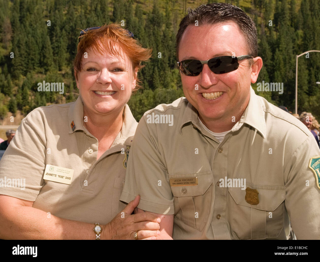 Die Wallace 1910-Gedenkfeier ehrt diejenigen, die 1910 die Brände bekämpft haben, und beinhaltet eine Widmung an gefallene Feuerwehrleute, die an ihren Mut und ihre Opfer in Idaho erinnern. Stockfoto