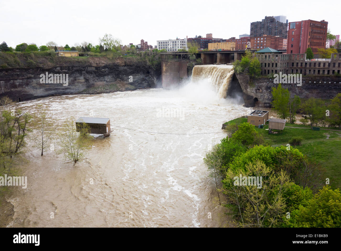 hohe Wasserfälle Bezirk in Rochester New York Stockfoto