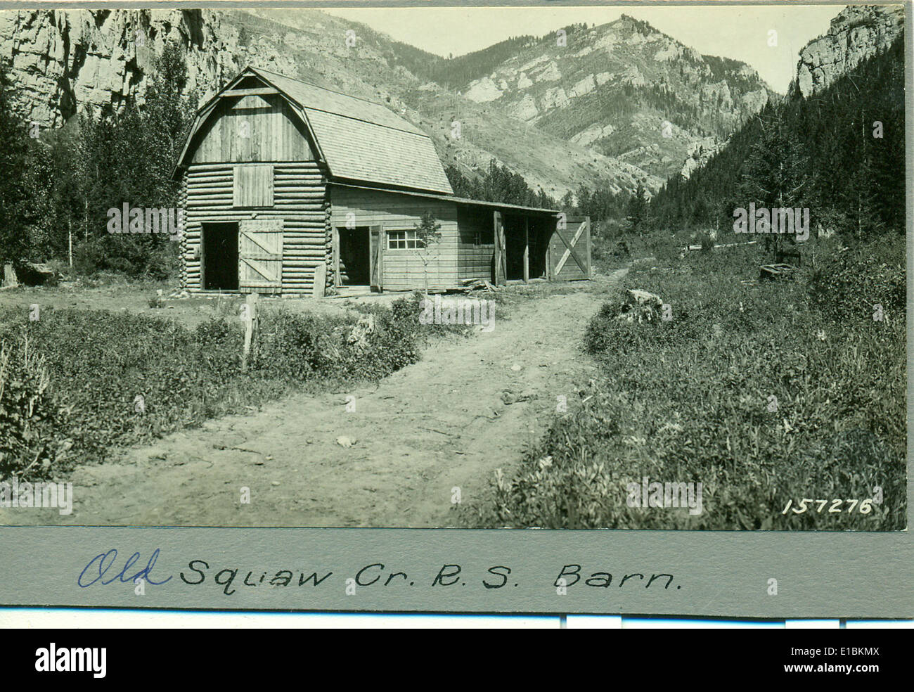 Die Squaw Creek Barn, die sich in der Gegend um Squaw Creek befindet, ist ein historisches Gebäude, das frühe landwirtschaftliche Praktiken und Architektur zeigt. Die Erhaltung bietet einen Einblick in die ländliche Geschichte und die bäuerlichen Traditionen der Region. Stockfoto