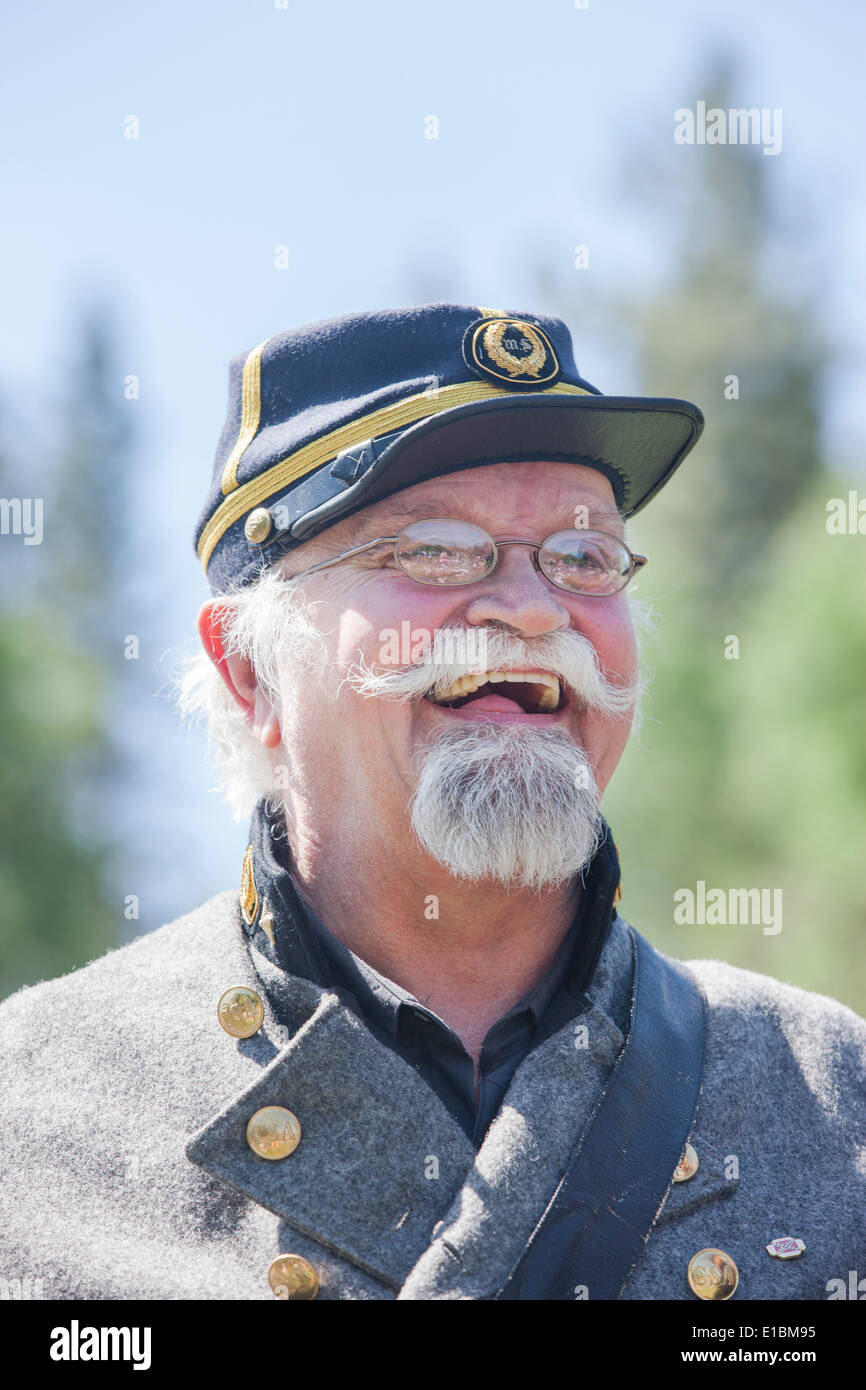 Ältere Konföderierten Reenactor. Stockfoto