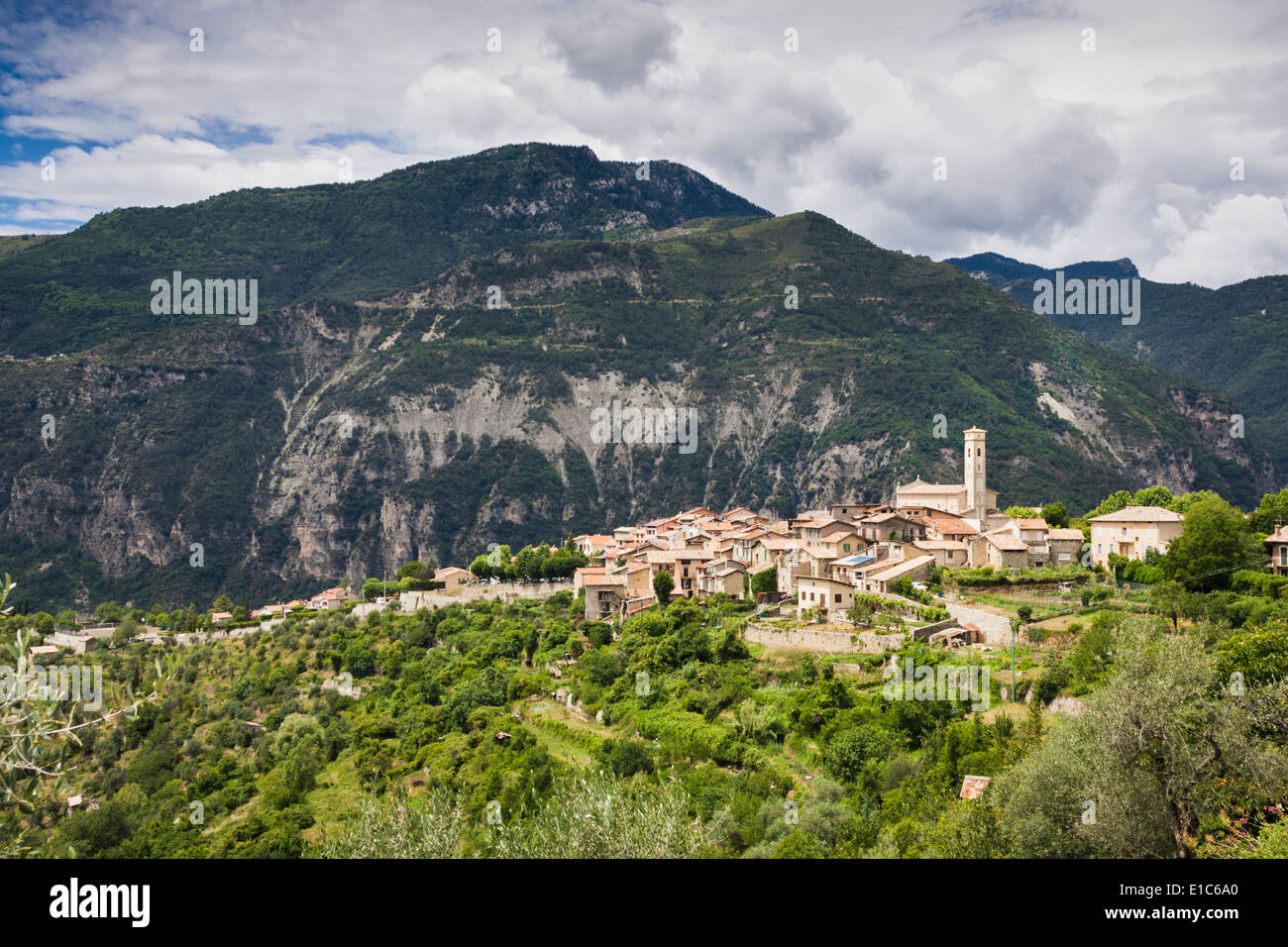 Tinée Tal, Alpes-Maritimes, Provence, Frankreich - Mountain Top Dorf der Clans Stockfoto