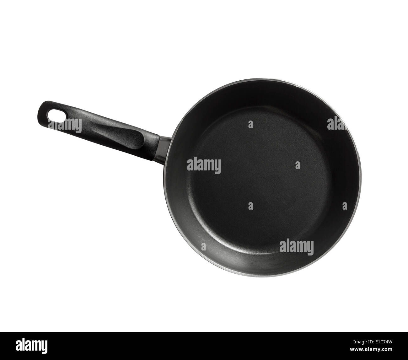 Moderne schwarze Pfanne isoliert auf weißem Hintergrund Stockfoto