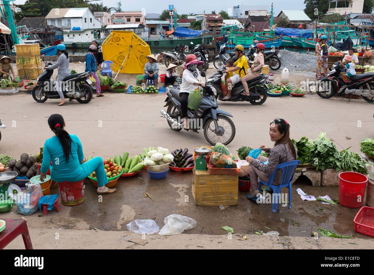 Lebensmittelmarkt in Duong Dong Phu Quoc Insel in Vietnam Stockfoto