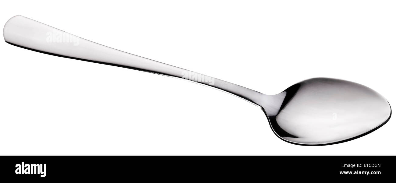 Silver Spoon über weiß. Datei enthält Clipping-Pfad. Stockfoto